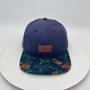 Vans Off The Wall Blue Navy Floral Adjustable Skater Surfer Beach Snapback Hat